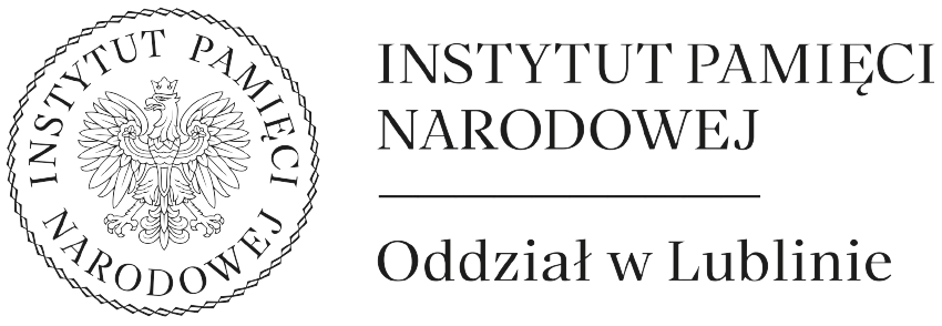 Logo, orzeł z napisem Instytut Pamięci Narodowej Oddział w Lublinie.
