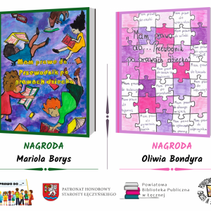 Nagrodzone prace plastyczne Marioli Borys i Oliwii Bondyry III Powiatowym Konkursie "Mam prawo do..."